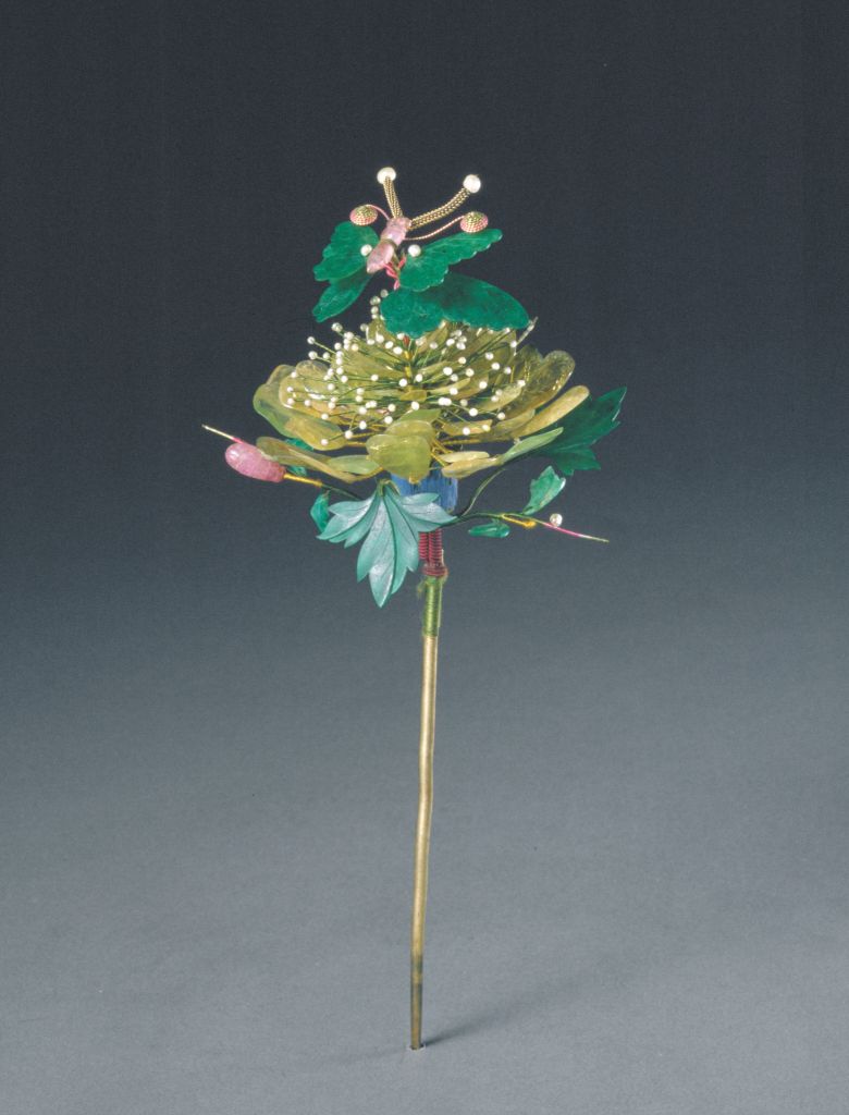 图片[1]-Tourmaline flower hairpin inlaid with gems-China Archive